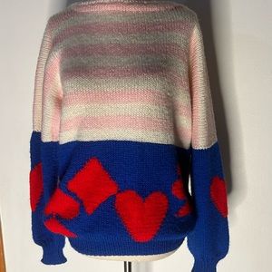 Handmade 80’s sweater hearts valentines day